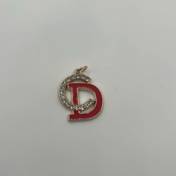 Upcycled Jewelry - 1438.‎ Elegant red enamel and crystal charm.